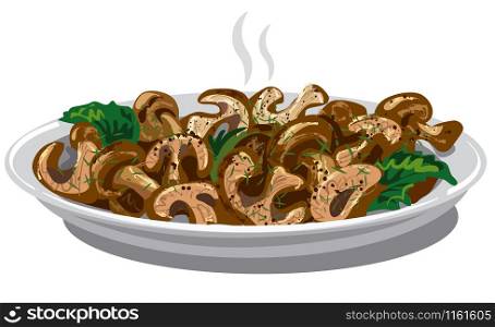 illustration of cooked fried boiled mushrooms. fried boiled mushrooms