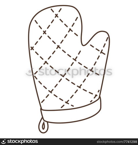 Illustration of cooking potholder mitten. Stylized kitchen and restaurant utensil item.. Illustration of cooking potholder mitten. Stylized kitchen and restaurant utensil.