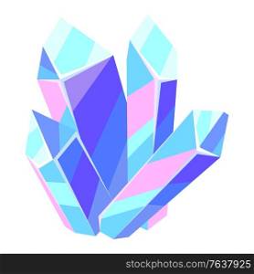 Illustration of crystal or mineral. Decorative color precious stone.. Illustration of crystal or mineral.