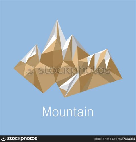Illustration of cubic style mountain origami on blue background