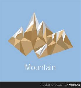 Illustration of cubic style mountain origami on blue background