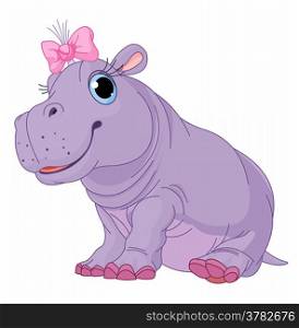 Illustration of cute baby girl Hippo