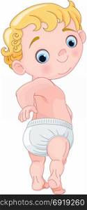 Illustration of cute baby in diapers