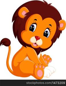 illustration of cute baby lion cartoon