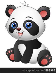 illustration of Cute baby panda sitting