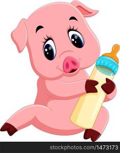 illustration of cute baby pig cartoon
