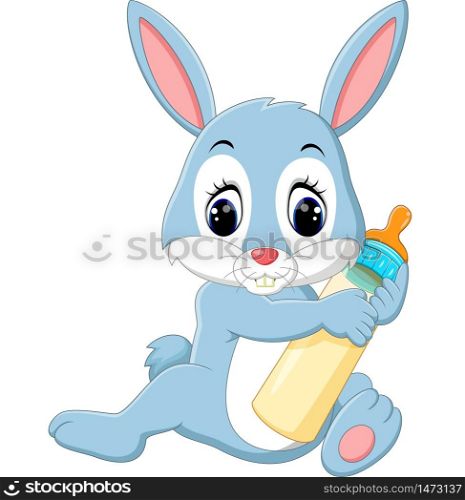 illustration of cute baby rabbit cartoon