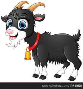Illustration of Cute black goat cartoon