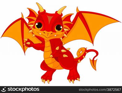 Illustration of cute cartoon baby dragon