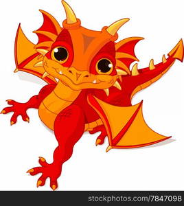 Illustration of cute cartoon baby dragon