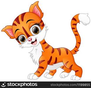 Illustration of Cute cartoon cat smiling