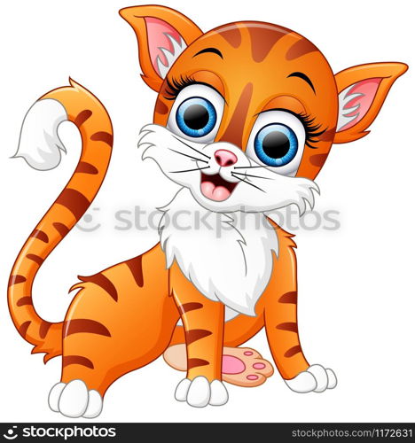 Illustration of Cute cartoon cat standing