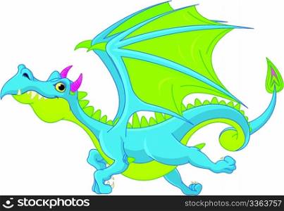 Illustration of Cute Cartoon dragon flaying
