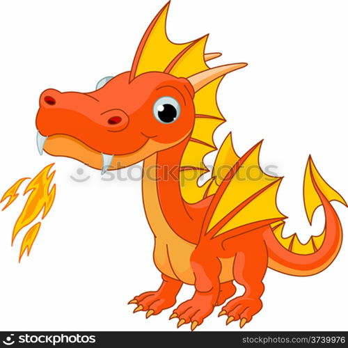 Illustration of Cute Cartoon fire dragon