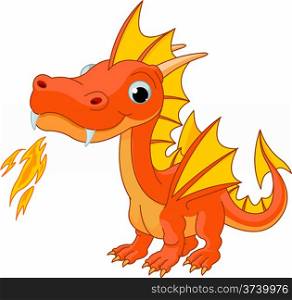 Illustration of Cute Cartoon fire dragon