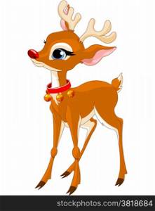 Illustration of cute Christmas reindeer Rudolf