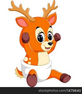 illustration of cute deer cartoon