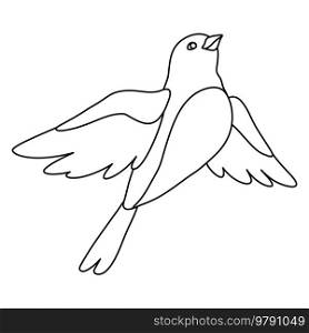 Illustration of cute flying bird. Image of stylized birdie in simple style.. Illustration of cute flying bird. Image of birdie in simple style.