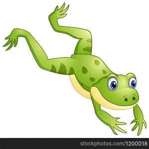 illustration of Cute frog cartoon leaping