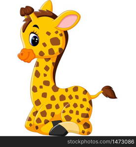 illustration of cute giraffe cartoon