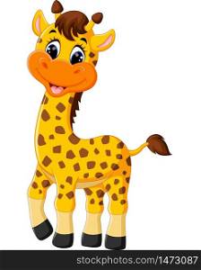 illustration of cute giraffe cartoon