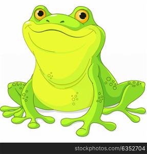 Illustration of cute green frog&#xA;
