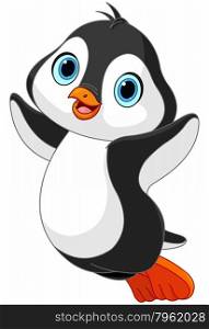 Illustration of cute jumping Penguin