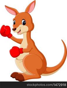 illustration of cute Kangaroo boxing
