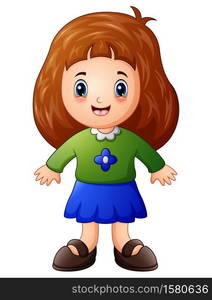 Illustration of Cute little girl cartoon