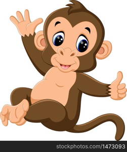 illustration of cute monkey cartoon