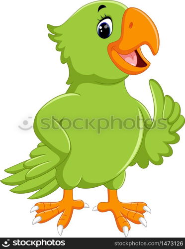 illustration of cute parrot cartoon