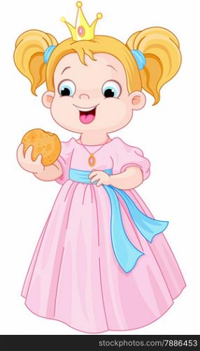 Illustration of cute princess eats hamburger