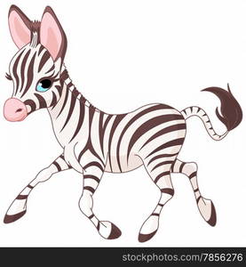 Illustration of cute running baby Zebra