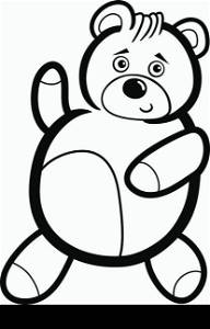 Illustration of Cute Teddy Bear Cartoon Character for Coloring Book or Page