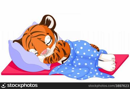 Illustration of cute tiger sleeping