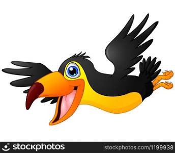 Illustration of Cute toucan bird flying cartoon