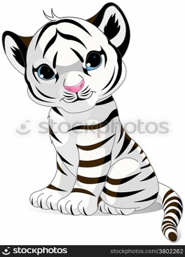 Illustration of cute white tiger