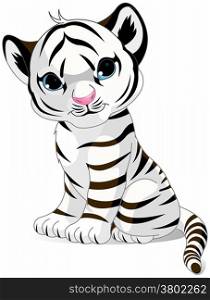 Illustration of cute white tiger