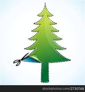illustration of cutting of christmas tree