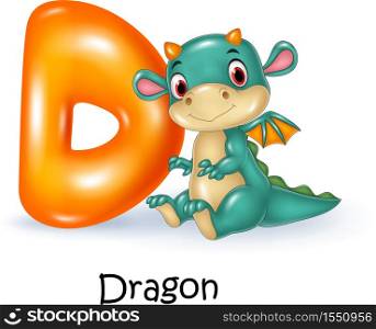 Illustration of D letter for Dragon