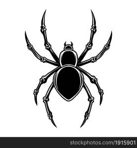 Illustration of dangerous spider in vintage monochrome style. Design element for logo, emblem, sign, poster, card, banner. Vector illustration