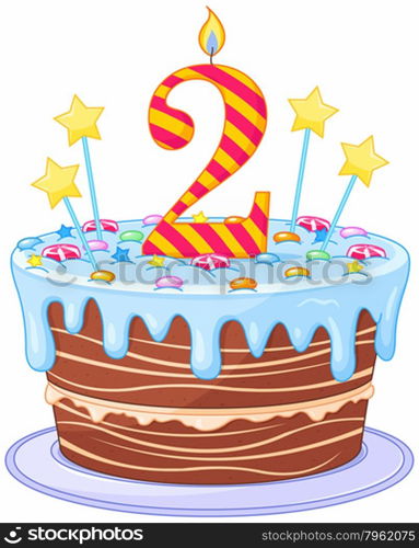Illustration of decorated birthday cake