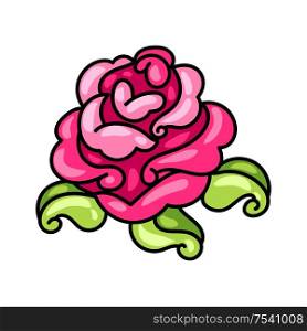 Illustration of decorative rose. Ornamental pink flower.. Illustration of decorative rose.