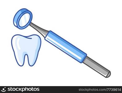 Illustration of dental mirror treatment. Dentistry and health care icon. Stomatology and medical item.. Illustration of dental mirror treatment. Dentistry and health care icon. Stomatology medical item.
