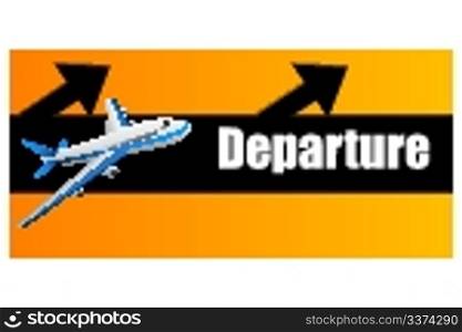 illustration of departure plane on white background