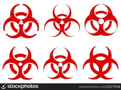 Illustration of different biohazard signs isolated on white