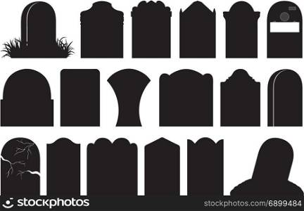 Illustration of different Halloween gravestones isolated on white