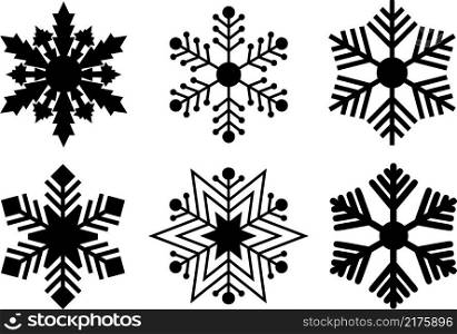 Illustration of different snowflakes isolated on white