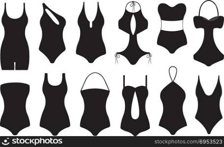 Illustration of different swimsuits isolated on white