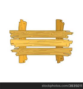 Illustration of doodle wooden plank isolated on white background